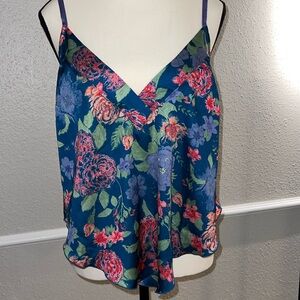 Free People Floral Blue Camisole Top